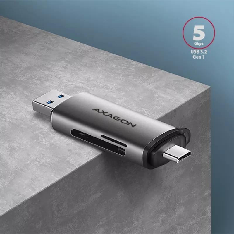 Axagon CRE-SAC SuperSpeed USB-C+USB-A kaardilugeja 5 Gbps