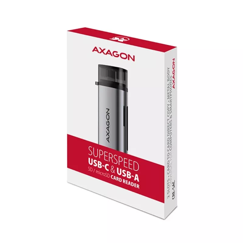 Axagon CRE-SAC SuperSpeed USB-C+USB-A kaardilugeja 5 Gbps