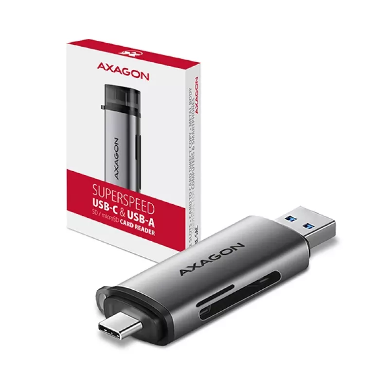 Axagon CRE-SAC SuperSpeed USB-C+USB-A kaardilugeja 5 Gbps