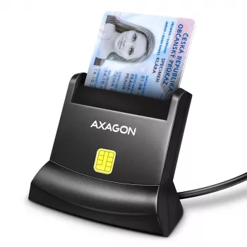 Axagoni universaalne lauapealne USB-kontaktiga nuti-/ID-kaardilugeja pika USB-A-kaabliga. Sobib eObanka rakendusele. nutikaardilugeja Sise USB 2.0 Must