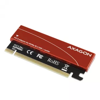 Axagon PCEM2-S PCIe x16 - M.2 NVMe M-võtme pesa adapter, passiivse alumiiniumist jahutusradiaatoriga