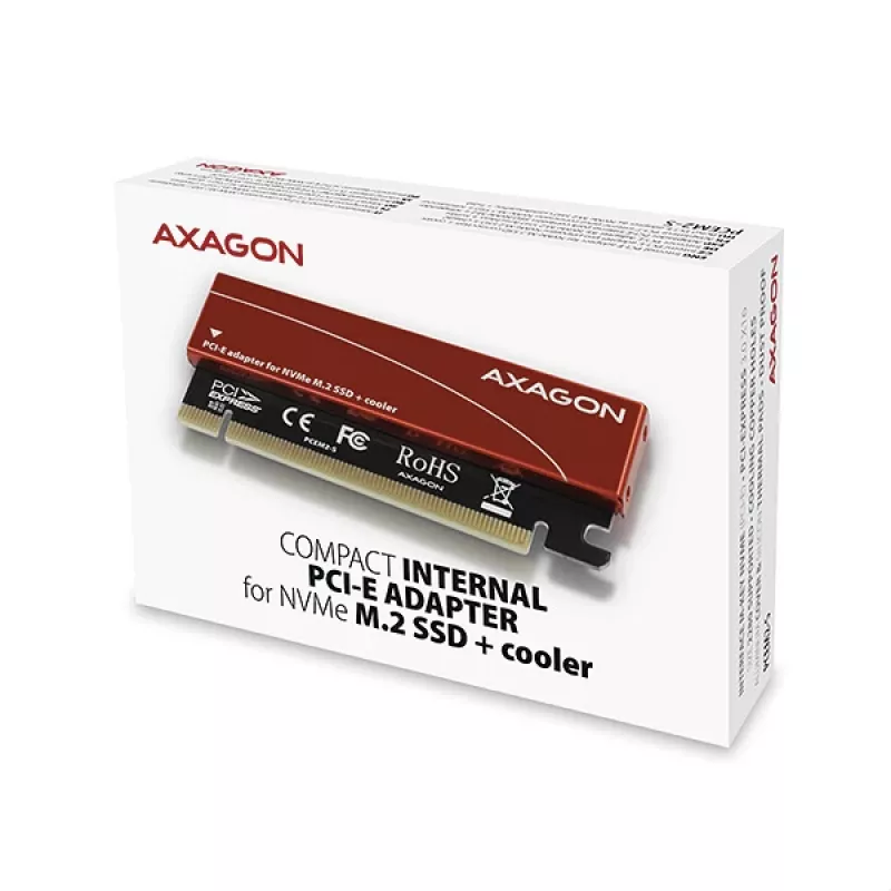 Axagon PCEM2-S PCIe x16 - M.2 NVMe M-võtme pesa adapter, passiivse alumiiniumist jahutusradiaatoriga