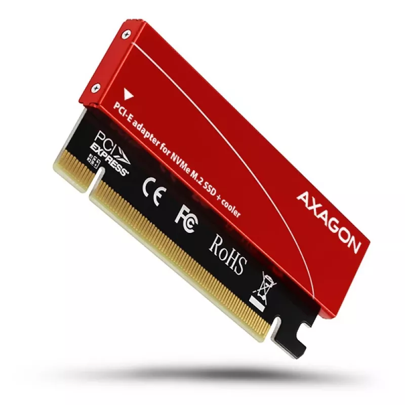 Axagon PCEM2-S PCIe x16 - M.2 NVMe M-võtme pesa adapter, passiivse alumiiniumist jahutusradiaatoriga