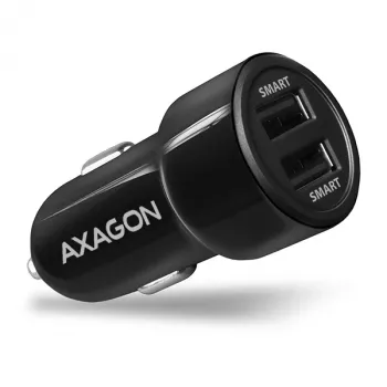 Axagon PWC-5V5 SMART autolaadija 24W, 2x USB-A port, 5V/2.4A + 5V/2.4A