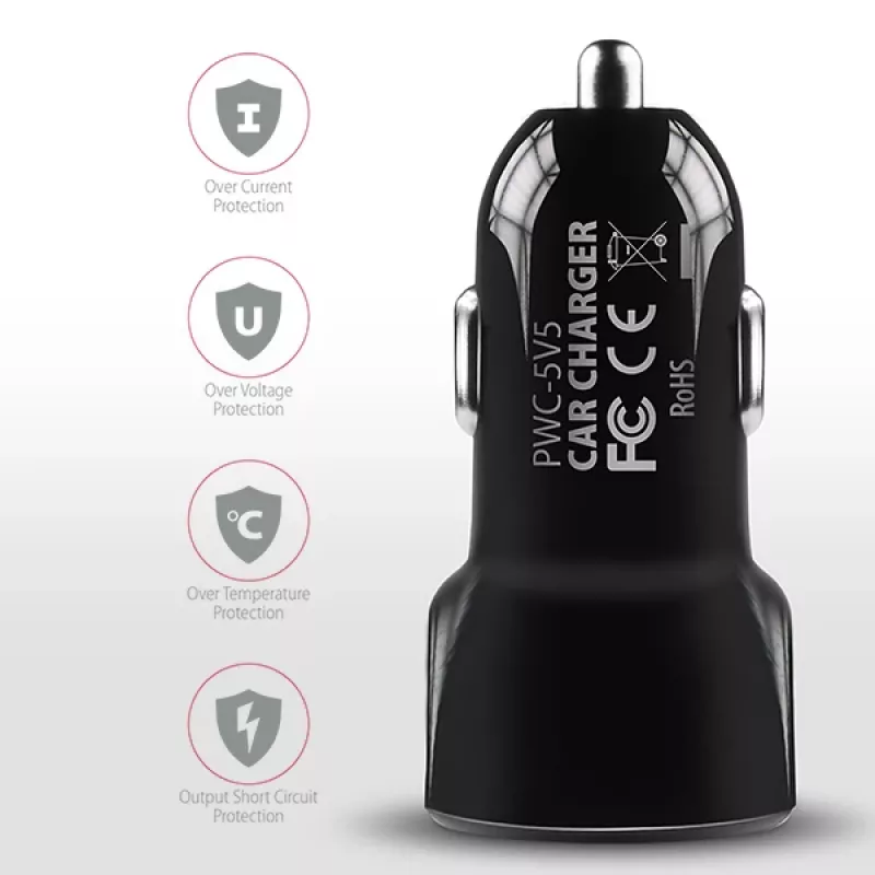 Axagon PWC-5V5 SMART autolaadija 24W, 2x USB-A port, 5V/2.4A + 5V/2.4A