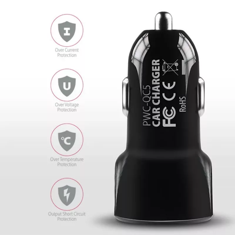 Axagon PWC-QC5 mobiilseadme laadija Mobiiltelefon, Nutitelefon, Tahvelarvuti, Universaalne Must Sigaretisüütaja Kiirlaadimine Auto