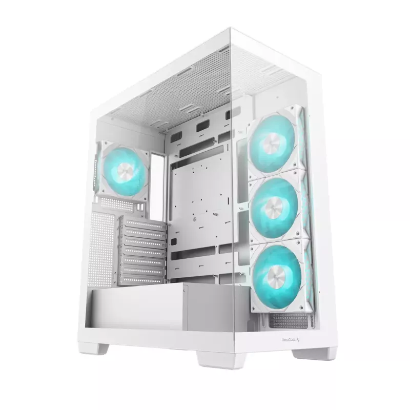 Arvuti korpus DeepCool CG580 4F WH Midi Tower ATX/Micro ATX/ITX, karastatud klaas, 3×120mm + tagumine 120mm ventilaator, valge