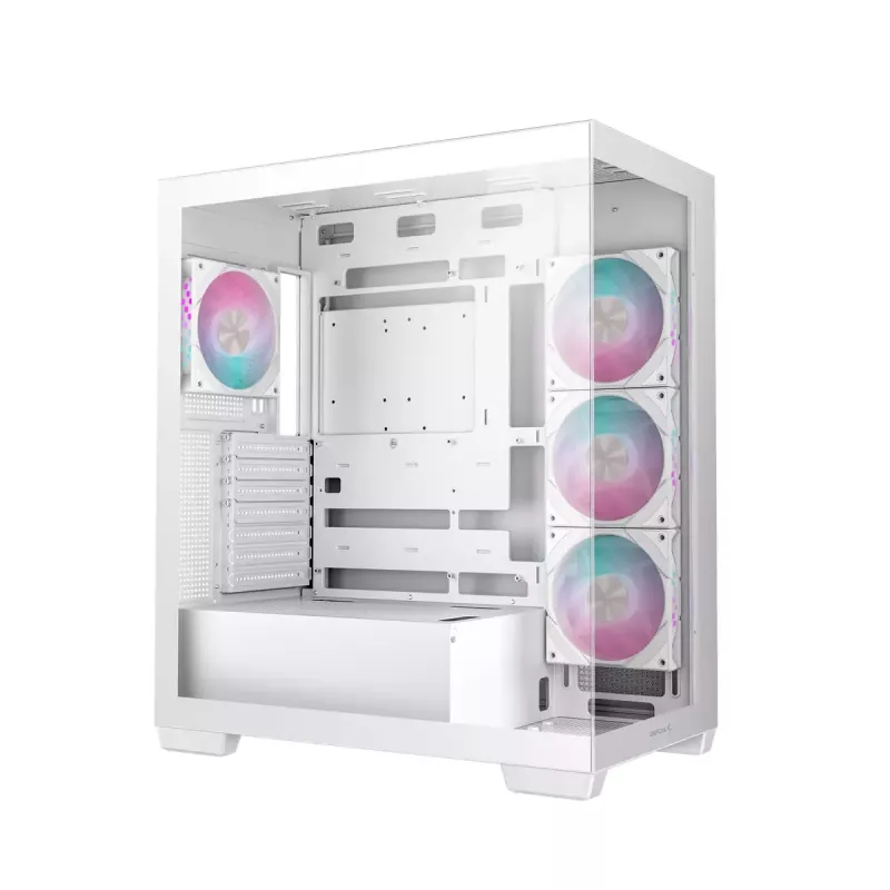 Arvuti korpus DeepCool CG580 4F WH Midi Tower ATX/Micro ATX/ITX, karastatud klaas, 3×120mm + tagumine 120mm ventilaator, valge