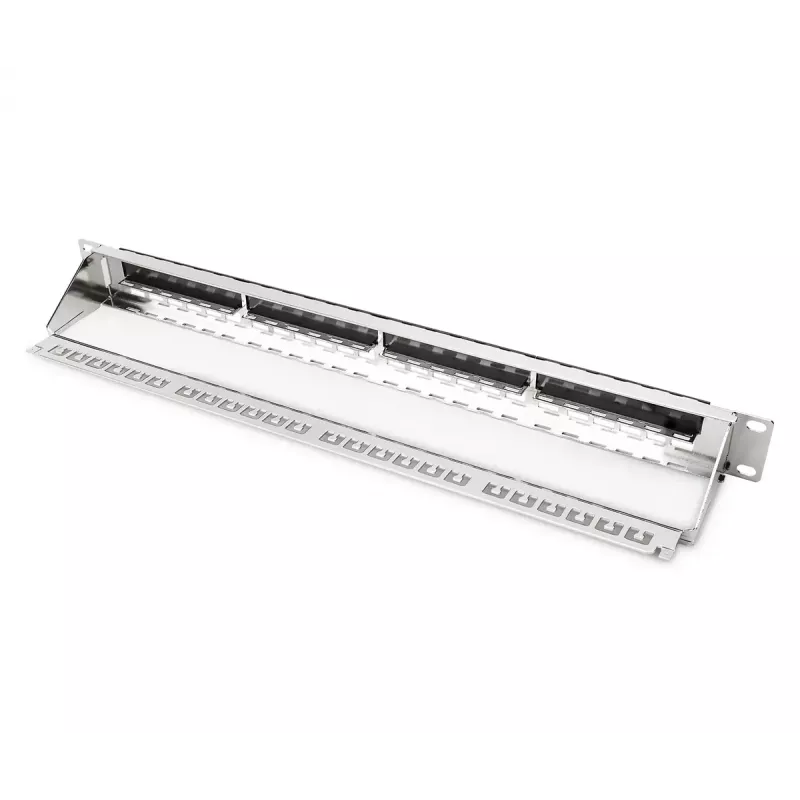 DIGITUS Modulaarne galvaniseeritud patch-paneel – varjestatud 24 pordiga 24 pordiga toorik 1U riiulile paigaldatav must RAL 9005