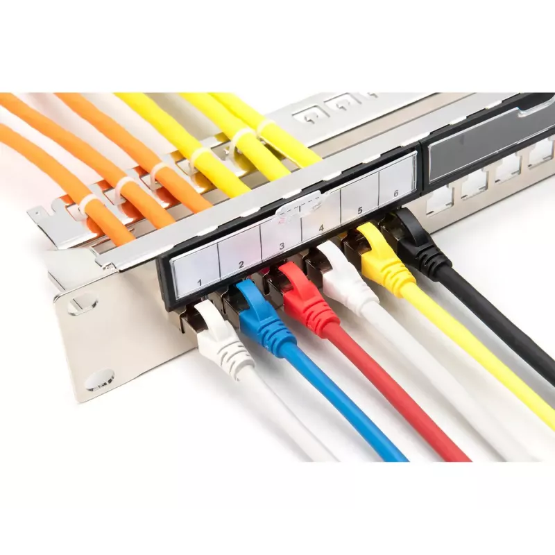DIGITUS Modulaarne galvaniseeritud patch-paneel – varjestatud 24 pordiga 24 pordiga toorik 1U riiulile paigaldatav must RAL 9005