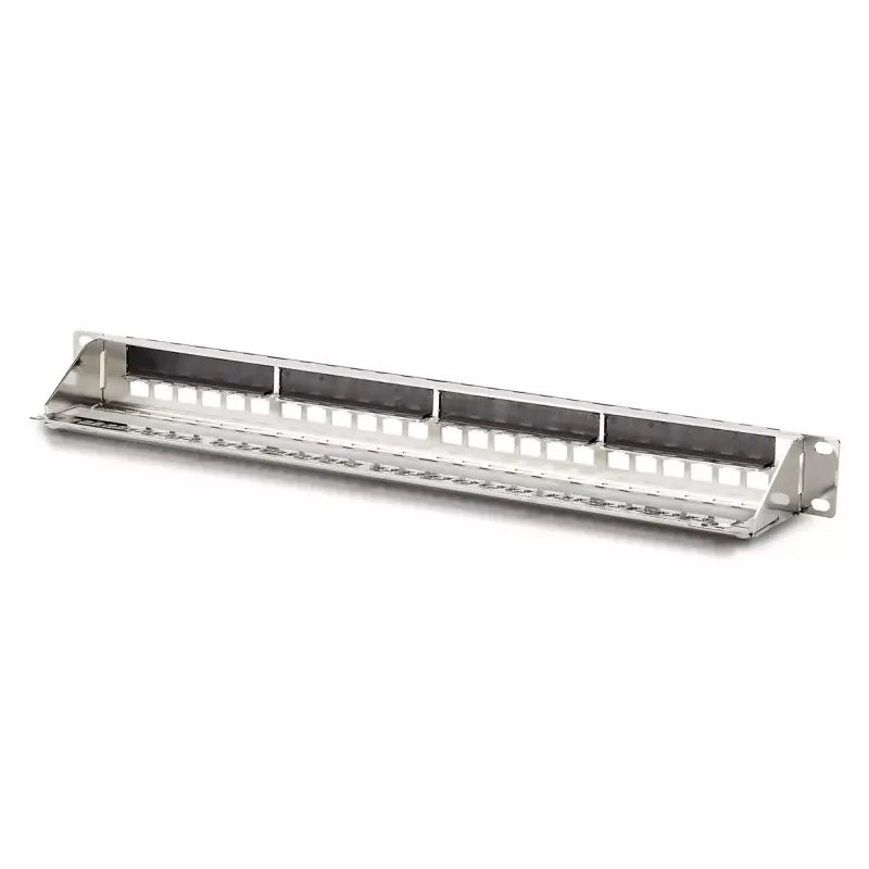 DIGITUS Modulaarne galvaniseeritud patch-paneel – varjestatud 24 pordiga 24 pordiga toorik 1U riiulile paigaldatav must RAL 9005
