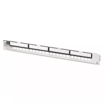DIGITUS Modulaarne galvaniseeritud patch-paneel – varjestatud 24 pordiga 24 pordiga toorik 1U riiulile paigaldatav must RAL 9005
