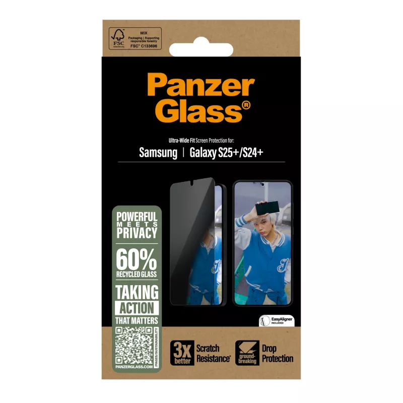 PanzerGlass ® Privaatsusekraanikaitse Samsung Galaxy S25+ | S24+ | Ultra-Wide Fit