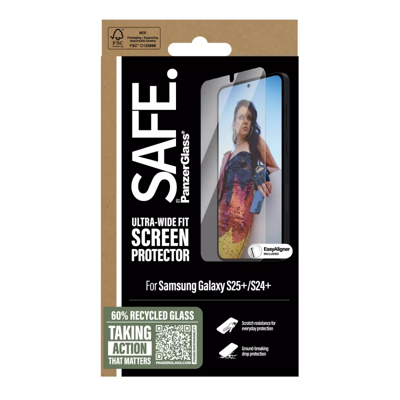 PanzerGlass SAFE. by ® Ekraanikaitse Samsung Galaxy S25+ | S24+ | Ultra-Wide Fit koos EasyAligneriga