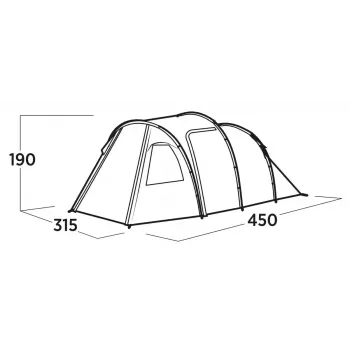 Viiekohaline telk easy camp Hidra 5, roheline — perega telkimine, ühine sisemus, ilmastikukindel