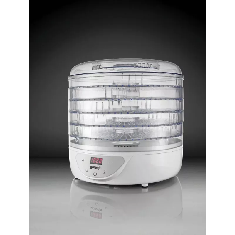 Toidukuivati Gorenje FDK 24 DW — läbipaistev valge, Ø31 cm rest, 240 W, max 70°C