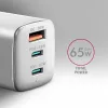 Axagon ACU-DPQ65W PD3.0 & QC4+ 3x VÄLJUNDIT seinälaadija 65W