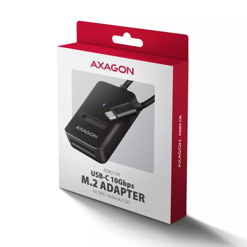 Axagon ADM2-CM USB-C adapter M.2 NVMe SATA 10Gbps must