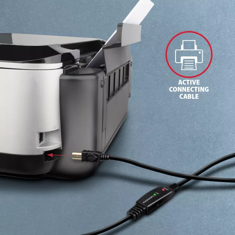 Axagon ADR-210B USB 2.0 A-M -> B-M aktiivne ühendus-/repiterkaabel 10 m