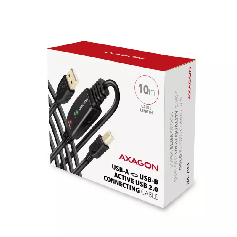 Axagon ADR-210B USB 2.0 A-M -> B-M aktiivne ühendus-/repiterkaabel 10 m