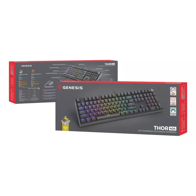 GENESIS THOR 404 klaviatuur Universaalne USB QWERTY Inglise Must