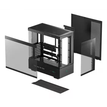 Arvutikorpus DeepCool CH690 DIGITAL Torn Must — ATX/Mikro-ATX/Mini-ITX, LCD-ekraan, 3x2,5-tolline + 1x3,5-tolline pesa, kuni 450 mm GPU, 182 mm protsessori jahuti