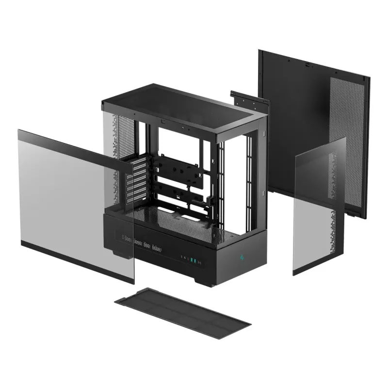 Arvutikorpus DeepCool CH690 DIGITAL Torn Must — ATX/Mikro-ATX/Mini-ITX, LCD-ekraan, 3x2,5-tolline + 1x3,5-tolline pesa, kuni 450 mm GPU, 182 mm protsessori jahuti