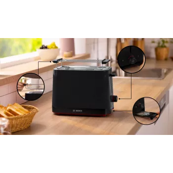 Röster Bosch TAT3M123 2 viilu, 950 W, must, pöördregulaator, sulatus ja soojendus