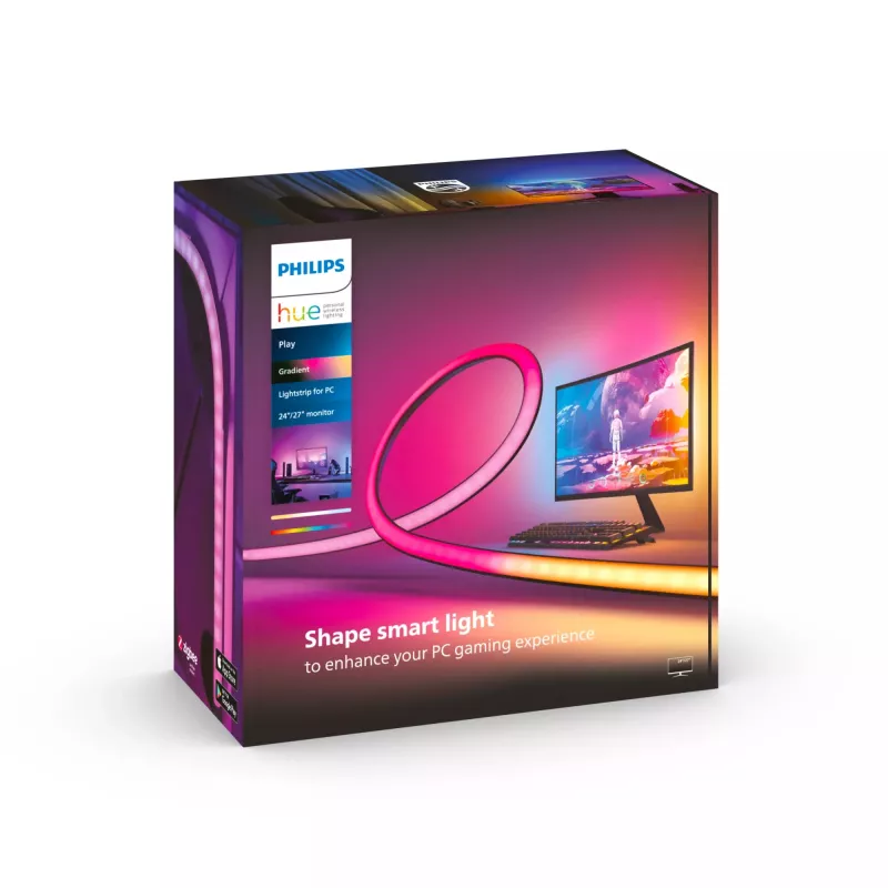 Philips Play Gradient Lightstrip arvutile, nutikas ribavalgusti, Bluetooth/Zigbee, must, silikoon, mittevahetatav(ad) lamp(id), valge