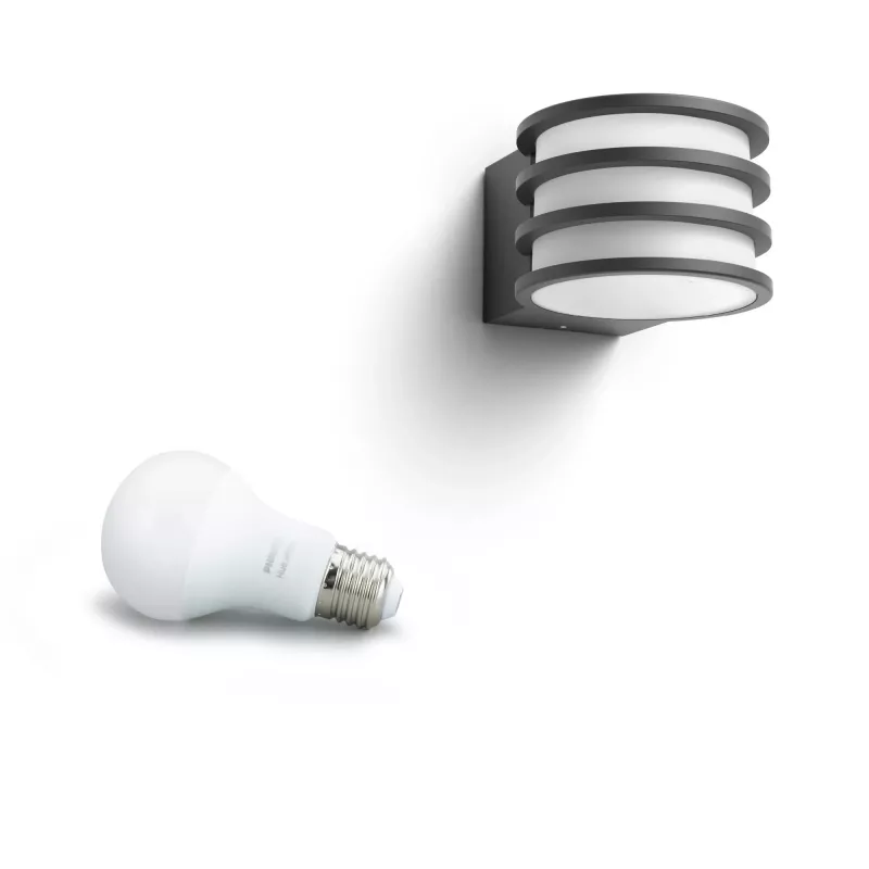 Philips Hue Valge Lucca välisseinalamp, nutikas seinavalgusti, Bluetooth/Zigbee, antratsiit, LED, alumiinium, E27