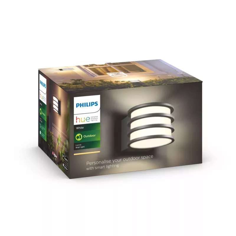 Philips Hue Valge Lucca välisseinalamp, nutikas seinavalgusti, Bluetooth/Zigbee, antratsiit, LED, alumiinium, E27