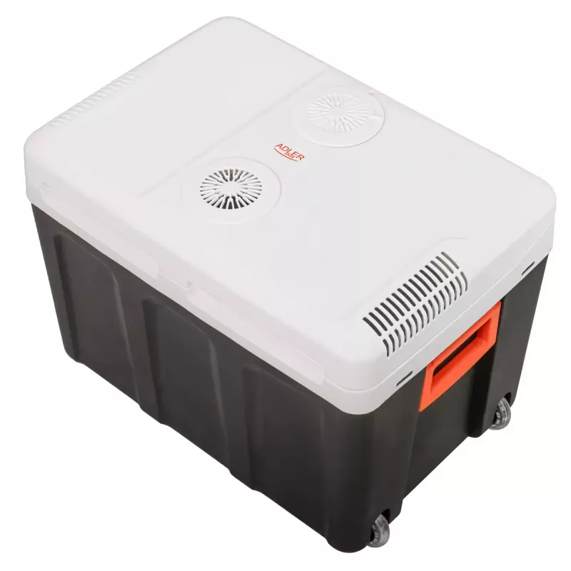 Kaasaskantav jahuti Adler AD 8090 — 40 L 12 V auto külmik, Peltier-jahutus, 220–240 V vooluvõrk, rattad
