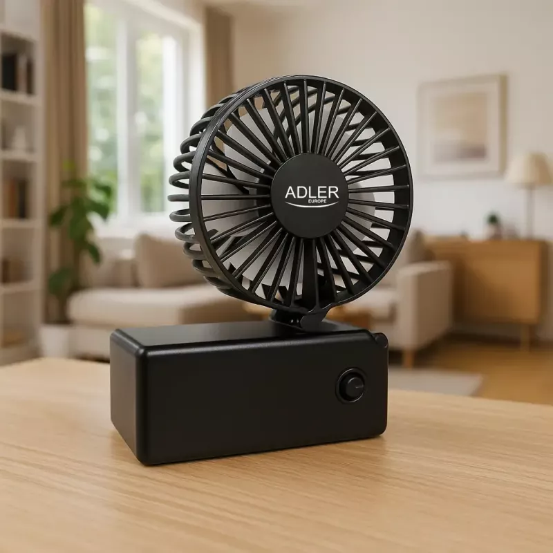 Lauaventilaator Adler AD 7336 — kokkupandav miniventilaator, 6,5 cm läbimõõt, 1 kiirus, must