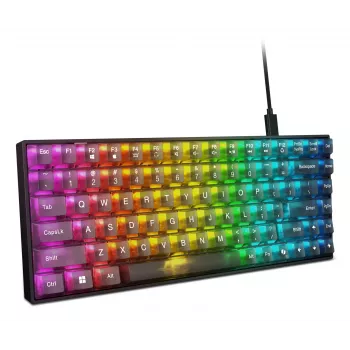 Mehaaniline mängurklaviatuur Lenovo Legion K510 Mini Pro 75% USA inglise, 84 klahvi, RGB, USB, 1,8 m kaabel, must/läbipaistev