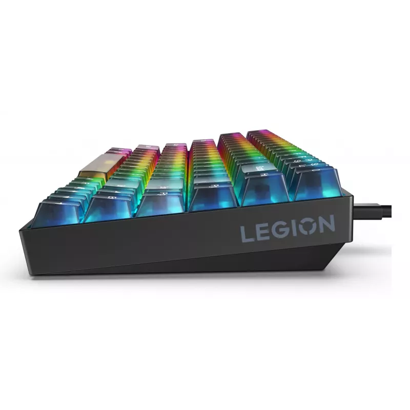 Mehaaniline mängurklaviatuur Lenovo Legion K510 Mini Pro 75% USA inglise, 84 klahvi, RGB, USB, 1,8 m kaabel, must/läbipaistev