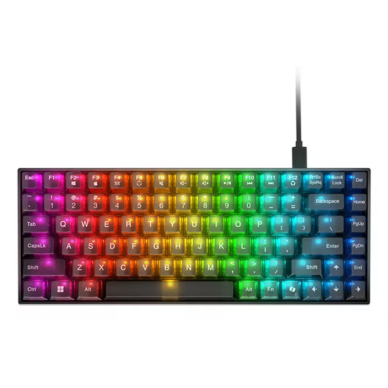 Mehaaniline mängurklaviatuur Lenovo Legion K510 Mini Pro 75% USA inglise, 84 klahvi, RGB, USB, 1,8 m kaabel, must/läbipaistev
