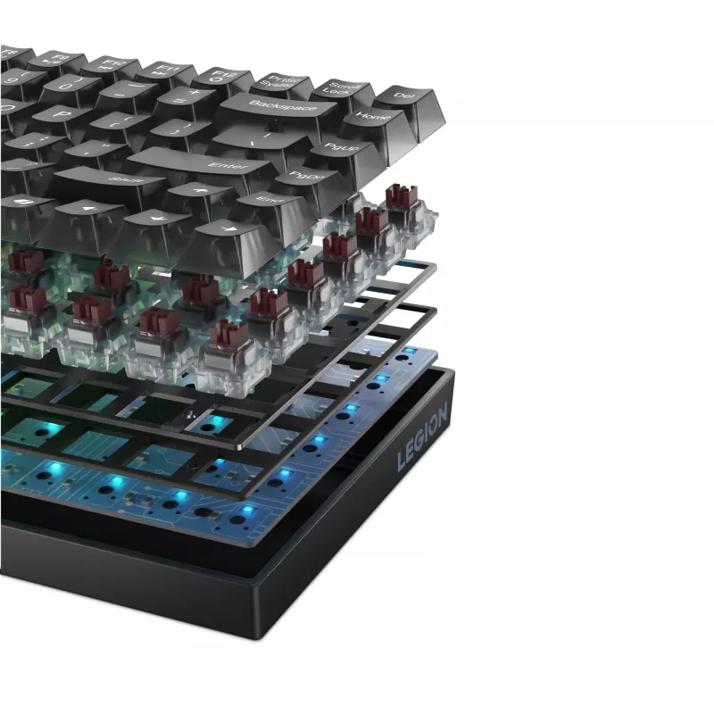 Mehaaniline mängurklaviatuur Lenovo Legion K510 Mini Pro 75% USA inglise, 84 klahvi, RGB, USB, 1,8 m kaabel, must/läbipaistev