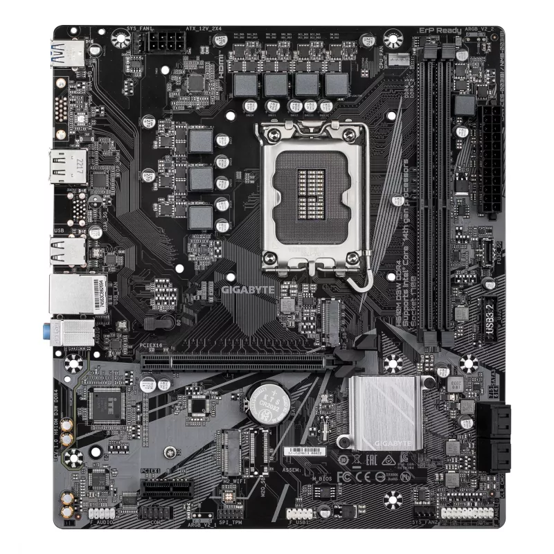 GIGABYTE H610M D3W DDR4 emaplaat – toetab 14. põlvkonna Intel Core protsessoreid, 5+1+1 faasi VRM, kuni 3200 MHz DDR4, 1xPCIe 3.0 M.2, 1GbE LAN, USB 3.2 Gen 1
