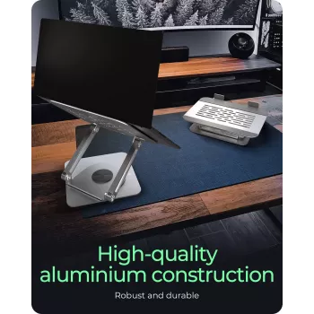 Sülearvuti alus RAIDSONIC IB-NH300-R, alumiinium, hõbedane, sobib kuni 17-tollisele (43,2 cm), 360° pööramine, 280×230×550 mm