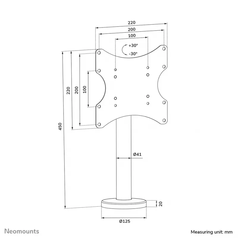 Neomounts poldiga kinnitatav TV lauahoidja DS42-430BL12 max 50kg 23-43 tolli