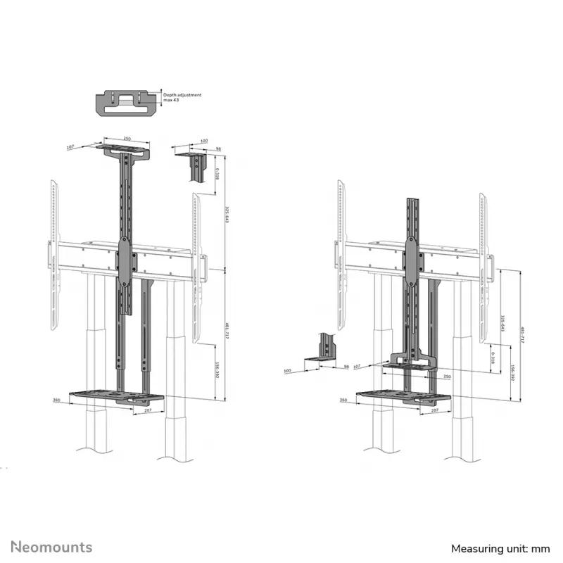 Neomounts AV1-875BL videobaari ja multimeediaseadmete komplekt - universaalne