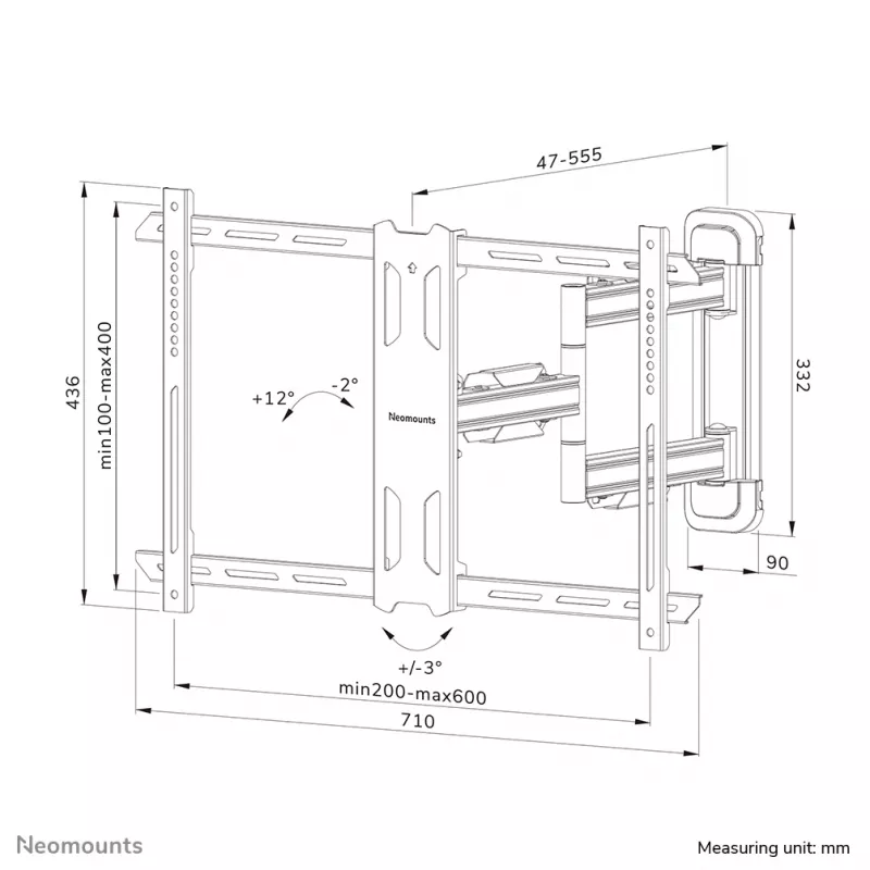 Neomounts WL40S-850BL16 TV seinakinnitus 40-70 tolli - täisliikumine - kiire paigaldus