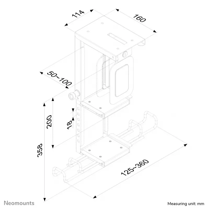 Neomounts CPU-D075BLACK/LK CPU hoidik - lukustatav - max 10 kg - universaalne