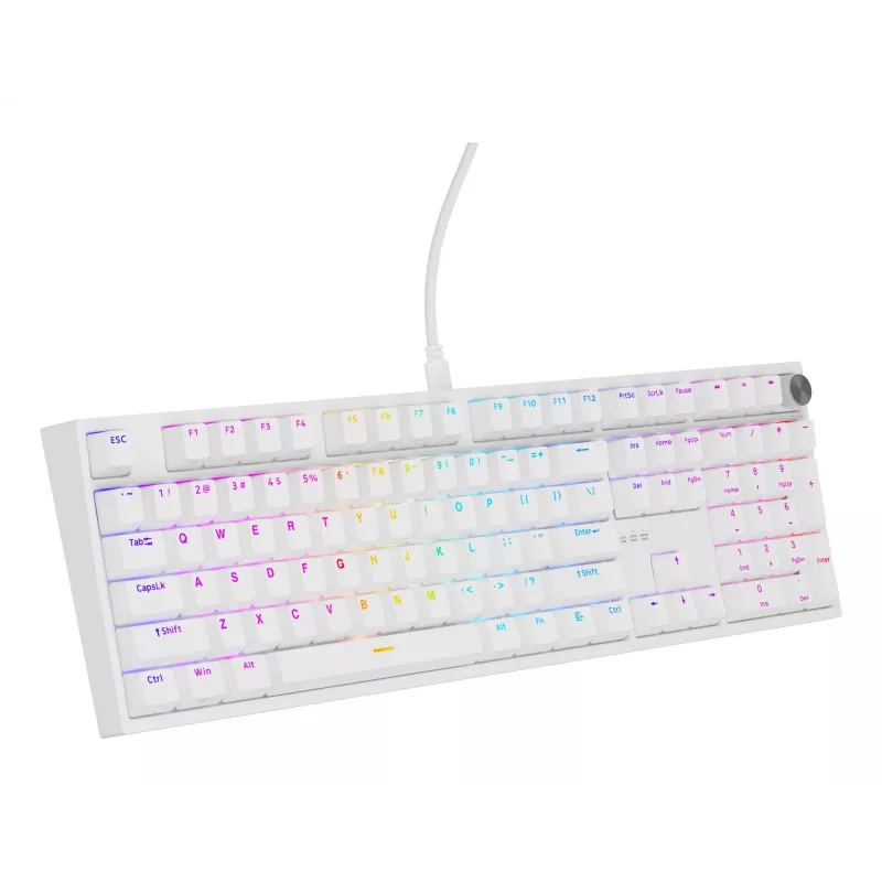 Mehaaniline klaviatuur GENESIS THOR 404, täissuuruses USB, QWERTY inglise keel, RGB-taustvalgustus, valge