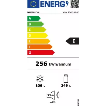 Külmik Whirlpool WHK 26402 XP4E Vabaltseisev 355 L E Roostevaba teras