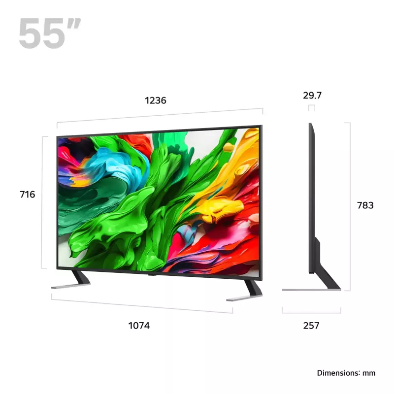 TV LG 55QNED85A3C 55 tolli 4K QNED evo nutiteler, WebOS, Motion Pro, Wi‑Fi, Ethernet, DVB-T/T2, must