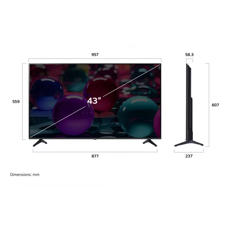 LG UHD AI 43UA73003LA TV 109,2 cm (43 tolli) 4K Ultra HD nuti-TV Wi-Fi Must
