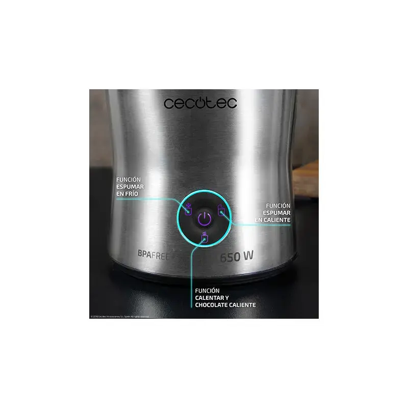 Piimavahustaja/soojendaja CECOTEC 01518 — automaatne, 650 W, roostevabast terasest kauss, hõbedane