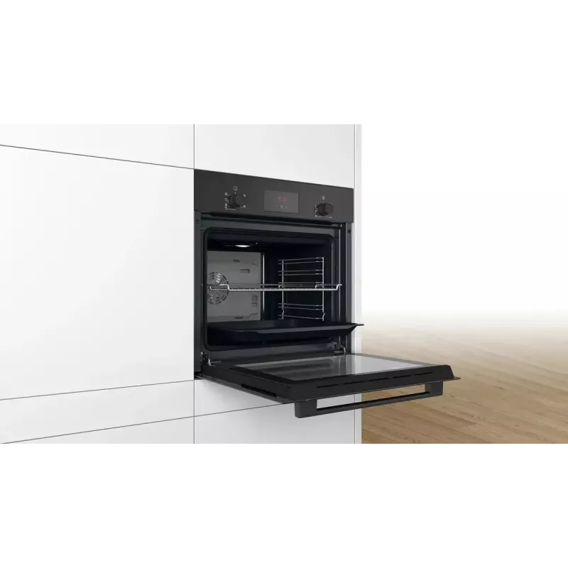 Sisseehitatud elektriahi Bosch HBF133BA1 — 66 L, A energiaklass, konvektsioon, grill, puute- ja pöördjuhtimine, must