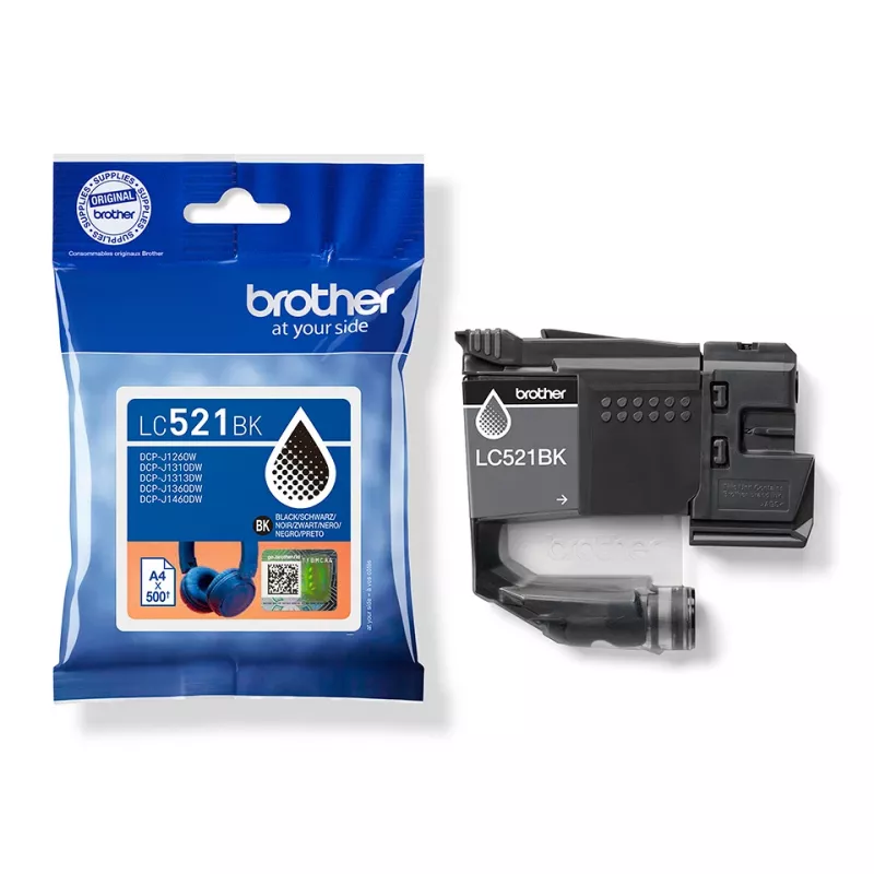 Brother LC521BK originaal tindikassett - must